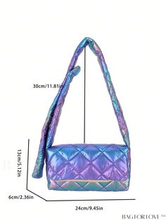 BagForLove - Holographic Quilted Mini Shoulder Bag Product Description Color Multicolor Type Square Bag Bag Size Small Pattern Type All Over Print Strap Type Top Handle Style Fashionable Closure Type Flap Composition 100% Polyester Material Polyester Size Chart INCH CM Bag Length Bag Width Bag Height Handle Height 9.4 inch 2.4 inch 5.1 inch 11.8 inch Bag Length Bag Width Bag Height Handle Height 24 cm 6 cm 13 cm 30 cm Details Pictures Similar Products h2 { text-align: center; } /* æ¢è¡ */ li{ Trendy Quilted Pouch Shoulder Bag, Blue Quilted Crossbody Bag, Purple Rectangular Shoulder Bag With Zipper, Trendy Blue Quilted Bag, Multicolor Quilted Travel Bag, Trendy Quilted Shopping Bags, Trendy Purple Rectangular Shoulder Bag, Quilted Multicolor Shoulder Bag For Travel, Multicolor Quilted Pouch Bag