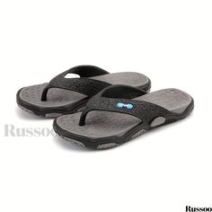 Russoo - Summer Mens Non-Slip Flip Flops: Assorted Colors, Casual Outdoor Beach Slippers with Soft Sole Synthetic Slip-on Slippers For Beach, Outdoor Slip-on Synthetic Flip Flops, Non-slip Synthetic Flip Flops For Beach, Adjustable Slip-on Flip Flops For The Beach, Non-slip Synthetic Beach Slippers, Summer Mens, Beach Slippers, Style Minimalist, Mens Summer