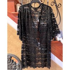 Blue Island Lace Front Tie Dress/Coverup/Jacket Nwt Excellent Condition Size Medium Color: Black Lace Pattern Scalloped Bottom And Sleeves 3/4 Sleeves Tassel Tie Detail Dress Coverup Jacket 100% Nylon Beautiful Black Lace Front Tie Dress, Coverup Or Jacket. Great For Vacation, Resort Wear, Pool, Ocean, Beach. Layer Over A Dress, Skirt, Jeans Or Leggings. Very Versatile. Packable, Wrinkle Free, Lightweight, Gift, Honeymoon, Shower Blue Island Lace Front Tie Dress/Coverup/Jacket 5 Star Posher Fast Chic Fitted Outerwear For Vacation, Black Summer Evening Outerwear, Black Lace Party Outerwear, Chic Black Outerwear For Vacation, Black Summer Outerwear For Night Out, Elegant Long Sleeve Outerwear For Vacation, Elegant Fall Vacation Outerwear, Fall Open Front Outerwear For Brunch, Spring Lace Outerwear With Open Front