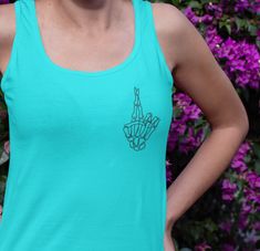 A high-quality print of this slim fit tank-top will turn heads. Bystanders won't be disappointed - the racerback cut looks good on any woman's shoulders..: Material: 60% combed, ring-spun cotton, 40% polyester.: Extra light fabric (4 oz/yd² (135 g/m²)).: Slim fit.: Tear-away label.: Runs smaller than usual Skeleton Fingers, Skeleton Finger, Women Skeleton, Fingers Crossed, Crossed Fingers, Workout Tank Tops, Tahiti, Light Fabric, Skeleton