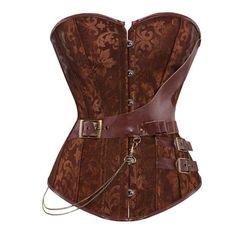 Steampunk Pirate Corset Fitted Vintage Brown Corset, Pirate Corset, Corset Steampunk, Brown Corset, Steampunk Pirate, Bustier Lingerie, Leather Bustier, Style Steampunk, Steampunk Corset