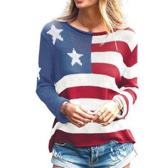 PRICES MAY VARY. Fabric: Women american flag sweater is made of slight Stretch, breathable lightweight polyester blend, fourth of july outfit women, women usa sweatshirt comfortable to wear in all season. Features: Women vintage crewneck sweaters are designed with flag pattern, long sleeve, scoop collar/v neck, loose fit. Vintage sweater, american flag sweatshirt, usa flag sweater, fourth of july shirts for women. Size: USA flag lightweight sweater have S/M/L/XL size to choose. Please refer to o Usa Flag Sweater, American Flag Sweatshirt, Star Sweatshirt, Flag Sweater, American Flag Sweater, Usa Sweatshirt, Crewneck Sweaters, Flag Pattern, Fourth Of July Shirts