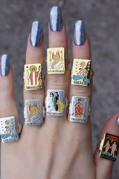 Card Rings, Ace Of Pentacles, Dope Jewelry, Funky Jewelry, Jewelry Lookbook, Mode Inspo, Dream Jewelry, Jewelry Inspo, Tarot Card