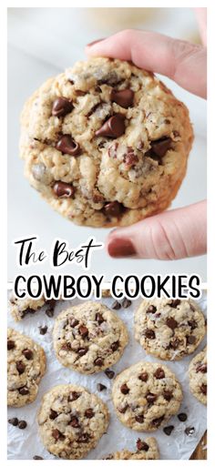 the best cowboy cookies are made with oatmeal and chocolate chips in this recipe