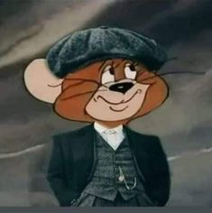 a cartoon mouse wearing a suit and hat