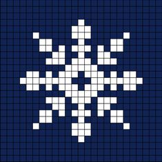 A pixel art template of a snowflake shaped like an ex and plus on top of one another. Snowflake Grid Pattern, Knitting Snowflake Pattern, Pixel Art Snowflake, Snowflake Alpha Pattern, Snowflake Knitting Chart, Winter Alpha Pattern, Snowflake Pixel Art, Snowflake Knitting Pattern, Christmas Pixel Pattern