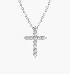 14k Diamond Cross Necklace – FERKOS FJ Cheap Cross Pendant Jewelry Gift, Luxury Fine Jewelry Cross Necklace With Diamond Cut, White Gold Cross Pendant With Prong Setting, White Gold Cross Pendant Jewelry With Prong Setting, Classic Cross Pendant Jewelry With Prong Setting, 14k White Gold Wedding Necklace, Brilliant Cut Cross Jewelry For Wedding, 14k White Gold Wedding Necklace Fine Jewelry, Diamond Cross Pendant For Weddings