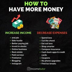 an info poster with the words how to have more money and increase taxes on it