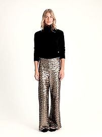 High-Rise Wide-Leg Sequin Pant | Banana Republic Sequin Pants Nordstrom, Chic Wide Leg Holiday Bottoms, Chic Wide Leg Bottoms For Holiday, Chic Holiday Wide Leg Bottoms, Chic Glitter Bottoms For Fall, Chic Holiday Wide Leg Pants, Straight Leg Pants For Winter Party, Chic Sequined Wide Leg Pants For Party, Formal Wide Leg Sequin Pants