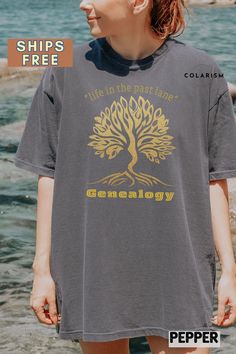 This shirt makes a perfect gift for genealogists with its humorous quote, Genealogy, life in the past lane". Ideal for family reunions or birthdays, this tee is sure to bring a smile to any genealogy enthusiast. Celebrate their passion for family history with this funny and unique shirt. HOW TO PURCHASE: 1. Choose size. 2. Choose color. 3. Check out and pay. ----------------------------------------------- GOOD TO KNOW  Materials & Features: *6.1 oz., 100% ringspun cotton *Preshrunk, soft-washed, Genealogy Quotes, Family Reunion Gifts, Quotes Shirts, Reunion Gift, Funny Shirt Sayings, Quote Tees, Unique Shirt, T Shirt Funny, Family Reunion