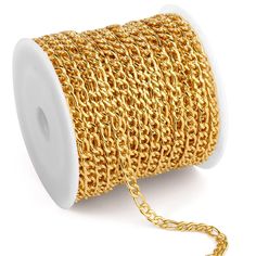 PRICES MAY VARY. Material: 18k gold plated 304 stainless steel figaro chains. They are durable, hypo allergenic and resist tarnishing. Chain Size: 33 feet in length, 3.5mm wide. Can meet your different needs. Easy to Use: Very convenient to store, figaro chain in a roll, and link chains can be cut to any length you desire. Wide Application: This figaro chain is suitable for jewelry making, and craft project, such as bracelets, necklace, earring, body chain project and etc. Quality Warranty: We o Figaro Chains, Figaro Chain, Chains Jewelry, Jewelry Branding, Jewelry Findings, Gold Color, Beaded Jewelry, Craft Projects, Fashion Branding