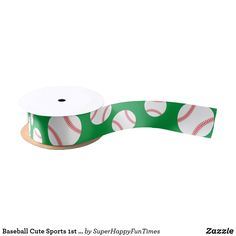 a roll of green and white baseball ribbon