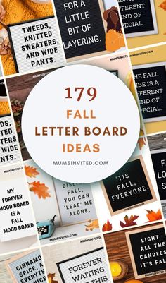 a collage of fall letter board ideas