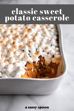 the best sweet potato casserole with marshmallows is ready to be eaten