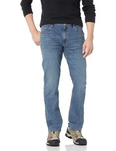 PRICES MAY VARY. 12-ounce, 85% cotton/14% polyester/1% spandex denim Rugged Flex durable stretch technology for ease of movement Made with durable, abrasion-resistant denim Sits below the waist Comfortable fit through the seat and thigh with more room to move Mens Rugged, Carhartt Workwear, Safety Clothing, Carhartt Jeans, Carhartt Pants, Work Jeans, Dungaree Jeans, Rugged Look, Long Trousers