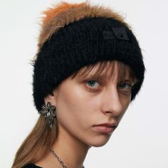 Colour: Orange and Black GradientSize: One sizeMaterial: 100% NylonCraftsmanship: KnittedCollection: Power Flower Black Hats For Cold Weather In Fall, Black Hat For Cold Weather In Fall, Black One Size Beanie For Winter, Black Knit Hat One Size, Brown Knit Beanie, Black Knitted Beanie For Winter, Trendy Black Knit Beanie, Black One-size Knit Hat, One Size Black Knit Hat