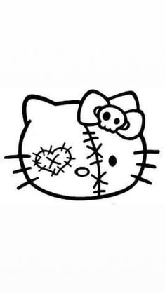 a hello kitty coloring page with the word hello kitty written in black ink on it