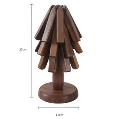 a wooden table lamp that has been made out of wood and is shown with measurements