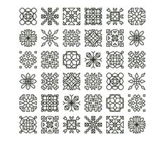 a set of nine different geometric designs in black and white