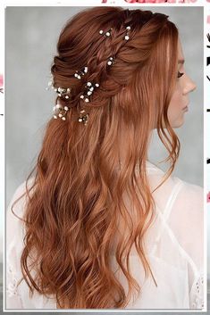 Looking for the perfect wedding hairstyle? Check out these stunning wedding hair down ideas for your big day! From loose curls to elegant waves, find the perfect look to complete your bridal ensemble. Whether you're going for a boho chic vibe or a classic romantic style, these wedding hair down ideas will have you feeling like a princess as you walk down the aisle. Say "I do" to these gorgeous hair down looks! Updos With Braids, Wedding Hair Half, Wedding Updos, Flowers In Her Hair, Braided Half Up, Trending Hairstyles, Braided Updo, Half Up Hair