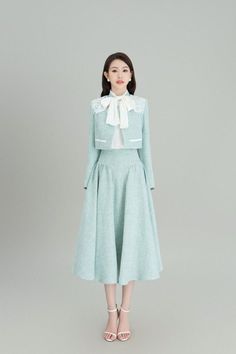 Spring Office Dress With Lined Skirt, Spring Office Dress With Relaxed Skirt, A-line Skirt For Office In Spring, Spring Office A-line Skirt, College Uniform, Mean Blvd, Style Formal, Long Sleeves Coats, Feminine Design