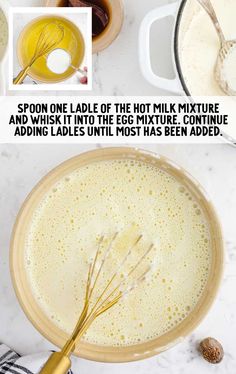 the ingredients for making an egg mixture in a mixing bowl