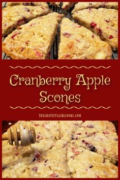 cranberry apple scones on a cooling rack with the title text overlay