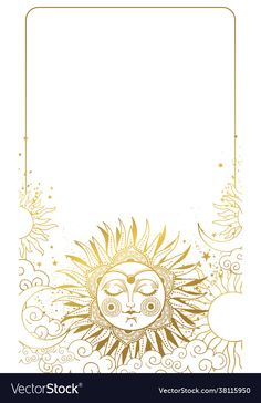 the sun and moon with clouds on a white background epstng it in gold