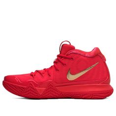 Nike Gold Sneakers With Boost Midsole, Nike Gold Sneakers With Cushioned Footbed, Gold Basketball Shoes With Boost Midsole For Sports, Gold Basketball Shoes With Boost Midsole, Red Carpet Shoes, Gold Basketball Shoes, Gold Basketball, Kyrie 4, Kyrie Irving