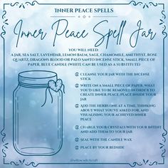 an inner peace spell jar with instructions