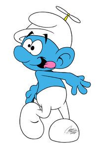 the smurf cartoon character with his tongue out