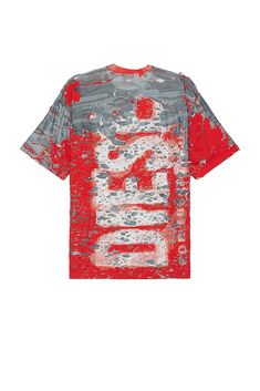 Find DIESEL Boxt Peel T-shirt In Red on Editorialist. Diesel Boxt Peel T-shirt in Red Self 1: 70% cotton 26% polyester 4% elastane Self: 100% polyester. Made in Bulgaria. Hand wash. DIEF-MS37. A136220LKAL42AA. About the designer: Red Graphic Tee With Graffiti Print, Red Cotton T-shirt With Graffiti Print, Red Cotton T-shirt With All Over Print, Red Graffiti Print Cotton Top, Red Cotton Tops With Graffiti Print, Red Graffiti Print Crew Neck Tops, Red Crew Neck Tops With Graffiti Print, Red T-shirt With Sublimation Print And Relaxed Fit, Red Crew Neck T-shirt With All Over Print