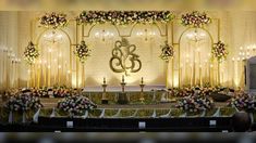 an elaborately decorated altar with flowers and candles