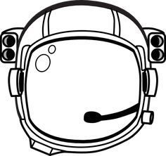 an astronaut's helmet is shown in this black and white drawing, with two lights on