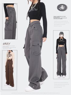 Fabric: 97% cotton, 3% other Normal waist Regular thickness Y2k Fall Cargo Pants With Pockets, Fall Y2k Cargo Pants, Baggy Straight Cargo Jeans In Cotton, Y2k Style Baggy Wide Leg Pants With Pockets, Baggy Y2k Wide Leg Pants With Pockets, Gray Y2k Bottoms For Streetwear, Gray Y2k Streetwear Bottoms, Y2k Parachute Pants With Pockets For Fall, Gray High Waist Cotton Bottoms