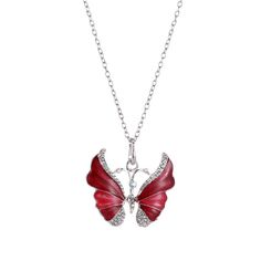 The Unique Colorful Butterfly Pendant is a stunning silver necklace for her that makes a beautiful gift. This pendant features a colorful enamel butterfly design that is sure to delight. The butterfly's wings display an array of vivid colors that pop against the rhodium-plated .925 sterling silver. This Unique, Colorful Butterfly Pendant has an elegant yet playful style that suits many tastes. The pendant hangs from an 18" sterling silver cable chain that secures with a lobster clasp. At 1" tall Silver Jewelry With Butterfly Charm, Silver Butterfly Jewelry For Mother's Day, Mother's Day Silver Butterfly Jewelry, Butterfly Shaped Necklace For Valentine's Day Gift, Elegant Multicolor Butterfly Necklace As A Gift, Elegant Multicolor Butterfly Necklace As Gift, Elegant Multicolor Butterfly Necklace Gift, Red Butterfly-shaped Jewelry Gift, Red Butterfly Jewelry For Gift