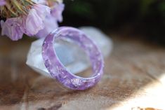 Lavender Resin Ring Purple Stacking Ring Faceted Ring | Etsy Purple Round Dainty Jewelry, Dainty Purple Round Jewelry, Dainty Purple Rings For Gifts, Adjustable Lavender Amethyst Ring As A Gift, Hypoallergenic Purple Jewelry For Wedding, Purple Hypoallergenic Jewelry For Weddings, Dainty Round Purple Jewelry, Adjustable Lavender Amethyst Ring Gift, Delicate Purple Ring Jewelry