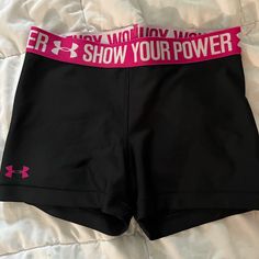 Brand New Never Worn! Black Athleisure Bottoms For Cheerleading, Black Cheerleading Bottoms Short Length, Black Stretch Activewear For Cheerleading, Black Stretch Athletic Shorts By Under Armour, Fitted Under Armour Athletic Shorts For Workout, Black Athleisure Shorts By Under Armour, Fitted Under Armour Shorts, Fitted Under Armour Sports Shorts, Under Armour Fitted Shorts