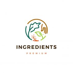 the logo for ingredients, including leaves and berries on a white background with an orange circle