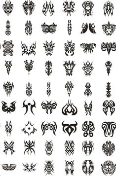 an assortment of tattoo designs on white background