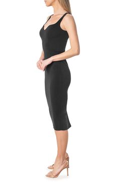 Turn heads in this sleek, shapely dress styled with an eye-catching notched neckline and an airy vented back. 43" length (size Medium) Back zip closure Sweetheart neck Sleeveless Lined 96% polyester, 4% spandex Dry clean or hand wash, flat dry Imported Women's Clothing Sleek Dress With Straight Neckline, Fitted Midi Dress With Cutout Back, Sleek Fitted Slip Dress With Back Opening, Sleek Fitted Slip Dress With Straight Neckline, Sleek Dresses With Straight Neckline And Stretch, Stretch Sheath Sleeveless Dress For Evening, Black Sleeveless Slip Dress With Fitted Bodice, Elegant Sleeveless Bodycon Slip Dress, Modern Sleeveless Dress For Night Out