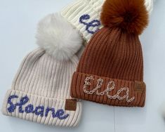 Custom Baby Name Beanie Hand Embroidered Hat Embroidered Personalized Toddler Winter Hat Perfect Baby Gift - Etsy Cotton Winter Hat As A Gift, Cotton Winter Hat For Gift, Cotton Winter Hat As Gift, Winter Cotton Hat For Gifts, Winter Cotton Hat As Gift, White Cotton Hats For Cold Weather, White Embroidered Beanie Hat, Winter Cotton Hat With Letter Embroidery, Cute Cotton Bonnet For Winter