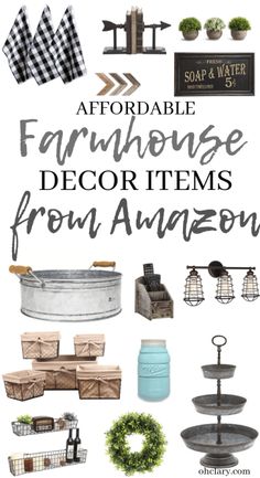 farmhouse decor items from amazon with text overlay