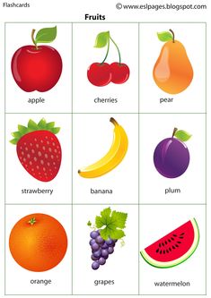 an image of fruits and vegetables in english