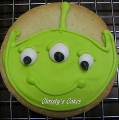 there is a cookie decorated to look like an alien