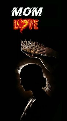 a woman holding a crown in front of her face with the words mom love on it