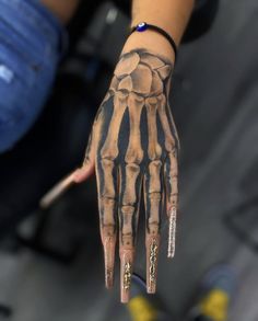 a person's hand with tattoos on it