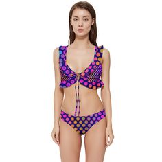 Light up your beach style with the Electric Dots Low Cut Ruffle Edge Bikini Set from Mila Beachwear. This playful yet sophisticated bikini set is designed to make a statement, featuring a vibrant dot pattern and chic ruffle details Made from 90% Polyester, 10% SpandexSet includes custom bikini top and bottom Dots Pattern, Low Cut, Two Pieces, Beach Style, Women Swimsuits, One Piece Swimsuit, One Piece, Clothes For Women, Beauty