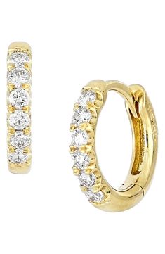 Twinkling white diamonds trace the silhouette of elegant huggie hoops handcrafted in 18-karat gold. Style Name:Bony Levy Audrey Diamond Huggie Hoop Earrings (Nordstrom Exclusive). Style Number: 6057085. Available in stores. Yellow Gold Diamond Accents Huggie Earrings, Formal Huggie Earrings With Halo Design, Formal Halo Huggie Earrings, Diamond Huggie Earrings With Single Cut In Hoop Shape, Yellow Gold Diamond Huggie Earrings With Pave Setting, Yellow Gold Single Cut Diamond Huggie Earrings, Gold Huggie Earrings With Halo Design, Small Hoop Huggie Earrings With Single Cut Diamonds, Diamond Huggie Earrings With Halo Design