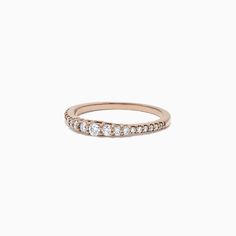 Effy Pave Classica 14K Rose Gold Diamond Band Ring, 0.31 TCW 14k Rose Gold Stackable Rings With Brilliant Cut, Classic Rose Gold Stackable Rings With Brilliant Cut, Classic 14k Rose Gold Ring With Diamond Accents, 14k Rose Gold Stackable Rings Fine Jewelry, Rose Gold Stackable Rings With Brilliant Cut, Delicate 14k Rose Gold Rings, Classic Rose Gold Stackable Rings With Prong Setting, Timeless 14k Rose Gold Diamond Ring, Classic 14k Rose Gold Ring With Single Cut Diamonds